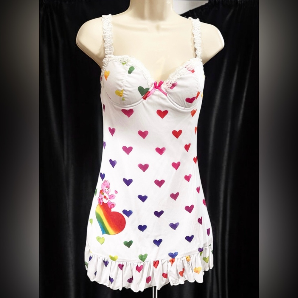 Size Small……..Colorful Heart & Teddy Bear themed Dress.  New…..Care Bears